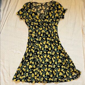 Floral Black and Yellow Dress